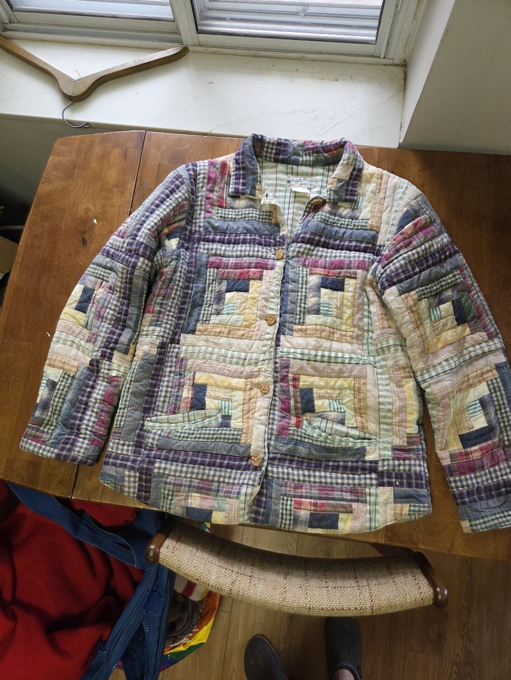 Vintage Patch Magic Log Cabin Quilted Jacket | Reversible | Women’s XL